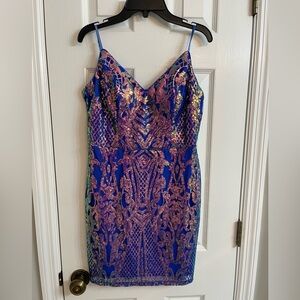 City vibe size 9 purple mini dress with iridescent sequins